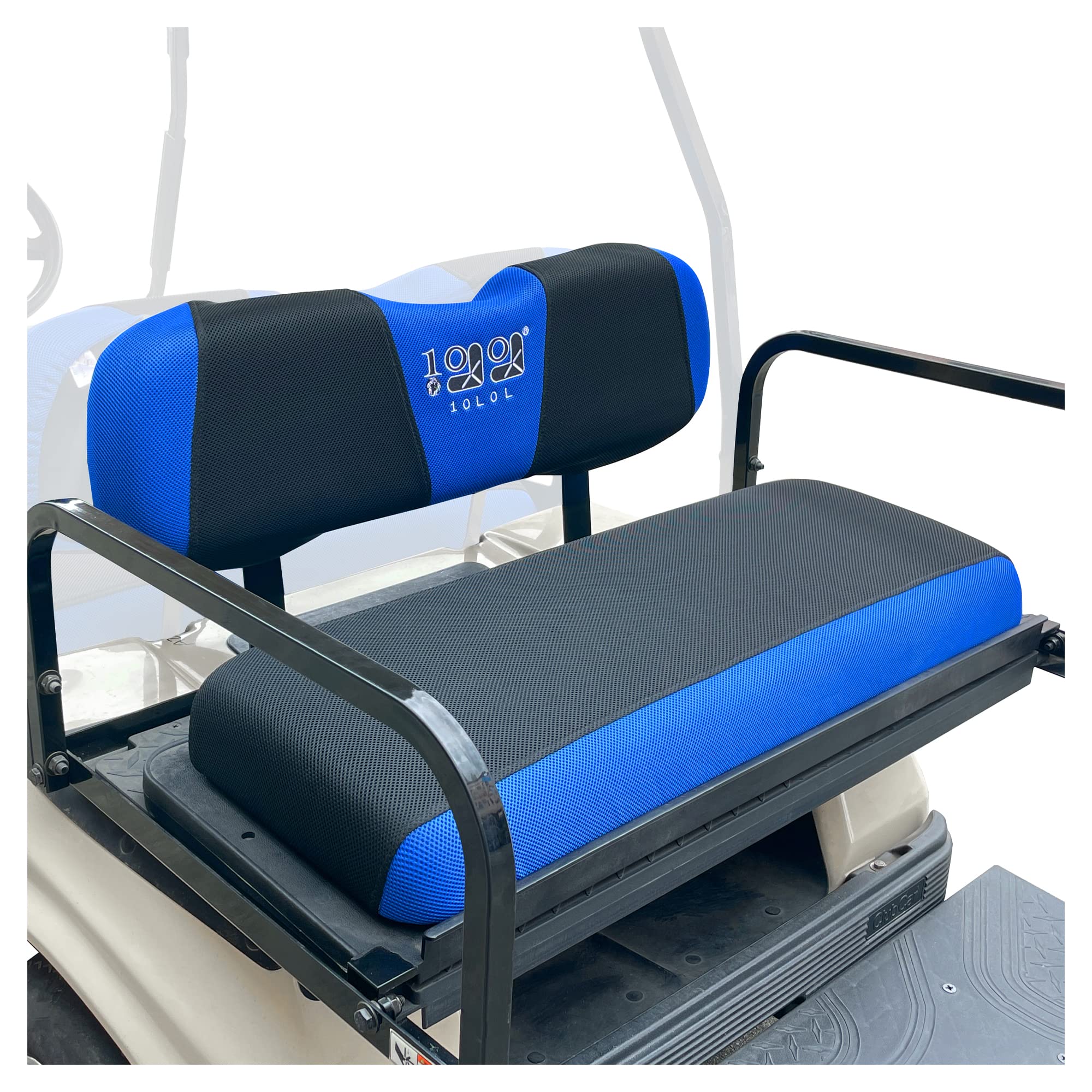 Photo 1 of 10L0L Golf Cart Rear Flip Back Seat Cover for Yamaha, EZGO, Club Car, 3D Air Mesh Fabric Breathable Anti-Slip Washable - Blue