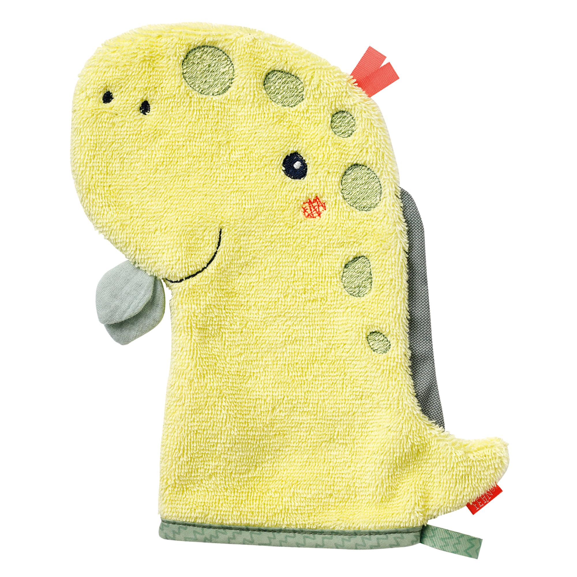 Fehn 051230 Dino Wash Mitt - Wash Cloth with Animal Motif for Happy Bathing Fun, for Babies and Children from 0+ Months