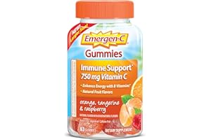 Emergen-C 750mg Vitamin C Gummies for Adults, Immune Support Gummies with B Vitamins, Gluten Free, Orange, Tangerine and Raspberry Flavors - 63 Count