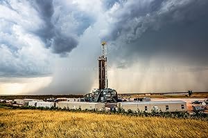SOUTHERN PLAINS PHOTOGRAPHY Oil Rig Photography Print (Not Framed) Picture of Drilling Rig Derrick and Storm in Oklahoma Oil and Gas Wall Art Oilfield Decor (8" x 12")
