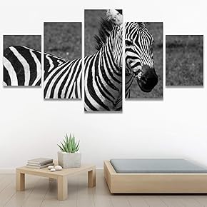 SIGNWIN 5 Panel Canvas Wall Art Animals Black...