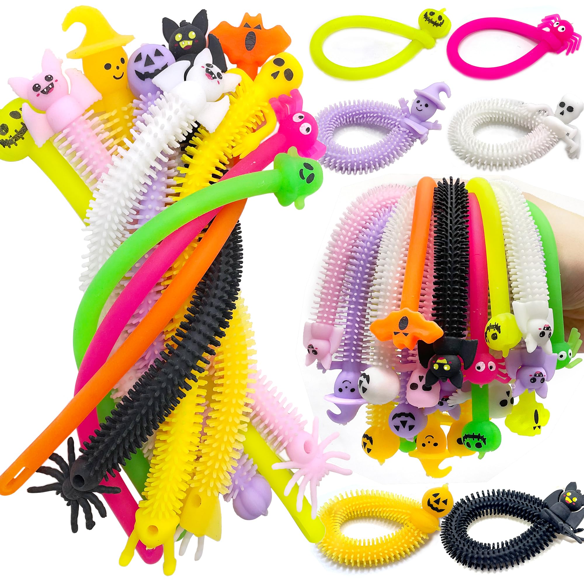 36 Pack Halloween Stretchy Strings Fidget Toys, Sensory Toys for Kids, Adults, Stress Relief, Anti-Anxiety Autism Toys, Perfect for Halloween Party Favors, Trick-or-Treat Goodies