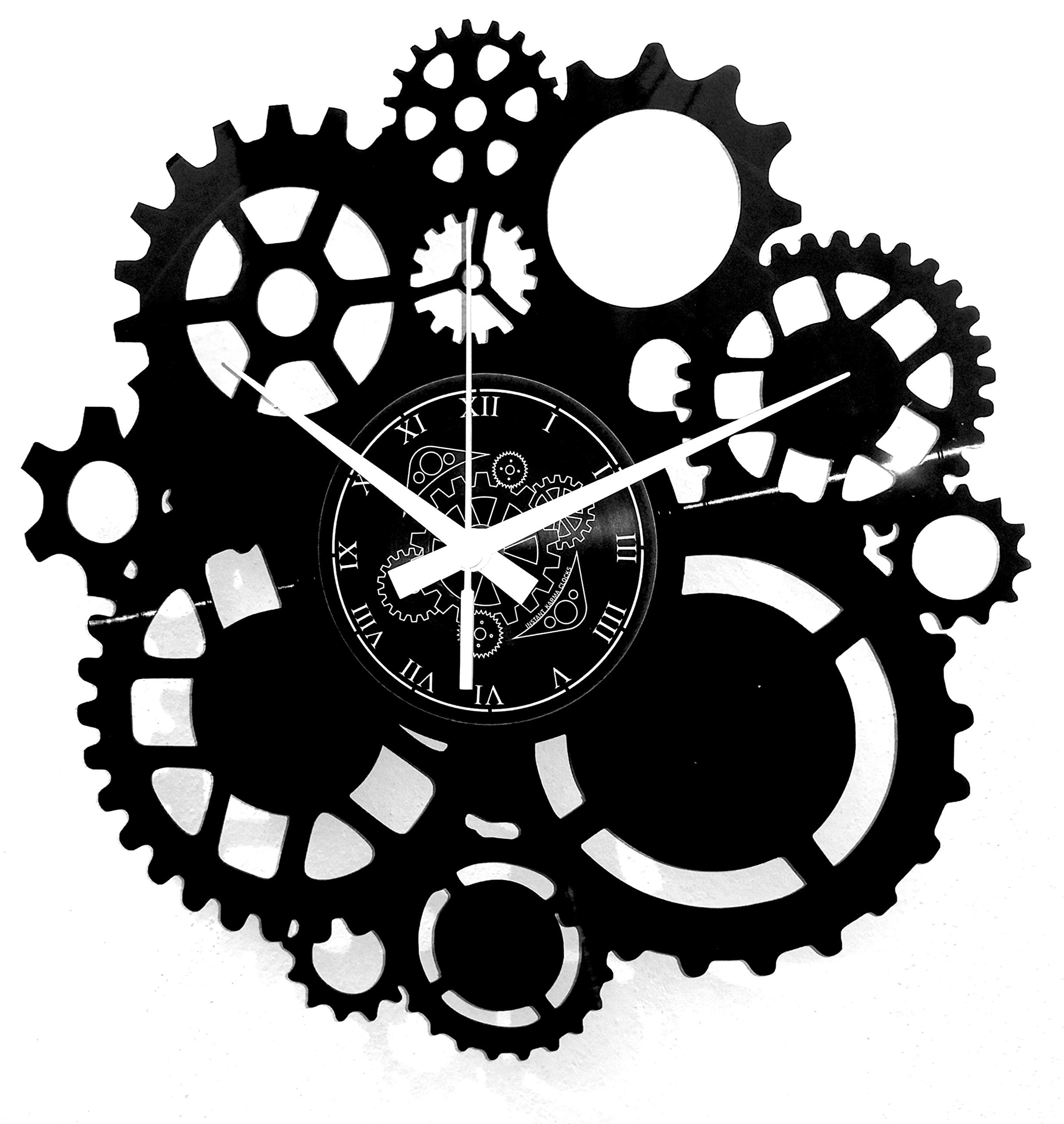 Instant Karma Clocks | Mechanical Gear Wall Clock – Silent No-Ticking – Perfect for Office, Workshop, Loft, Garage, Studio, Living Room | Modern Design Unique Decoration