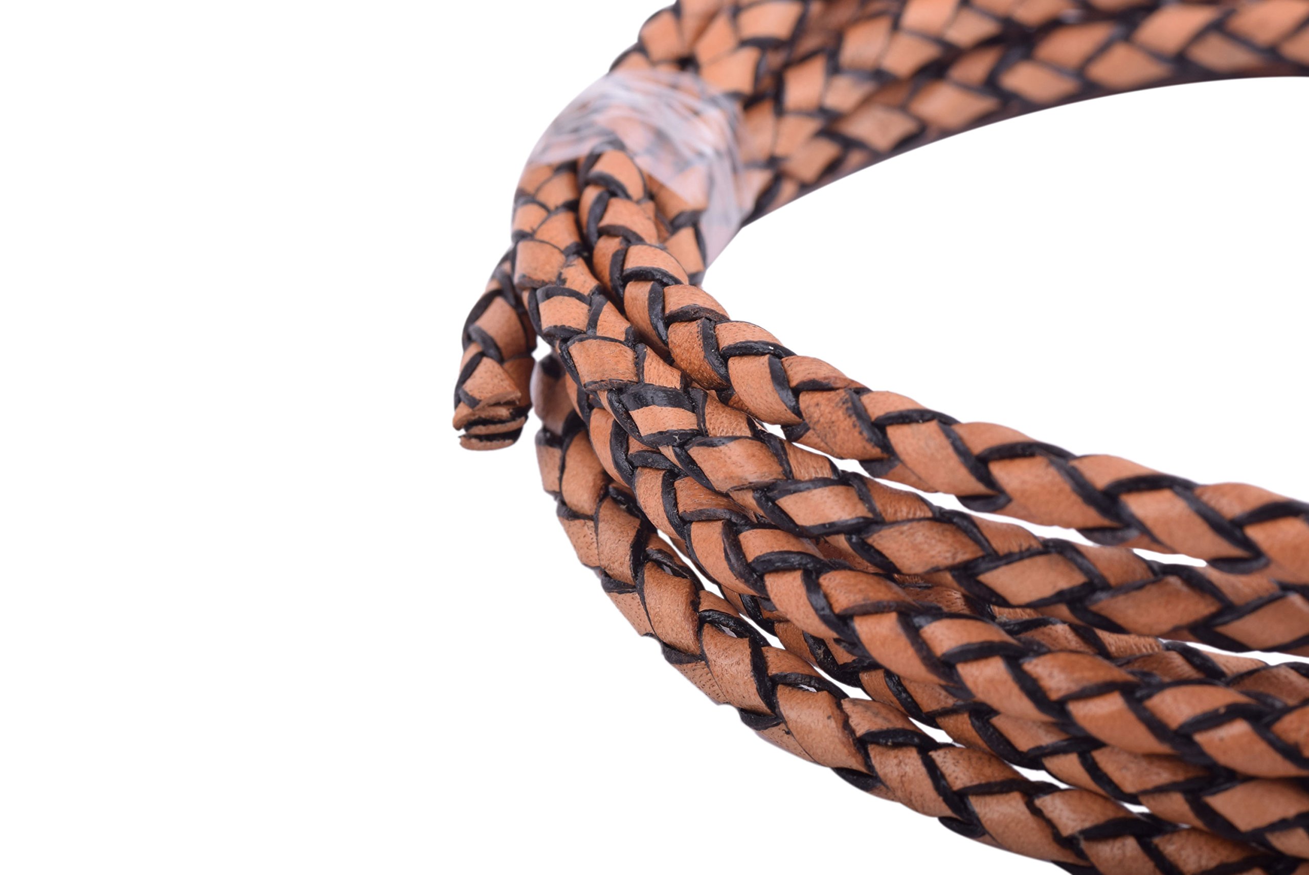 KONMAY 1.8Meters 4.0 mm Vintage Natural Round Geneuine Braided Leather Cord Bolo Leather Cord…