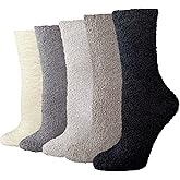 Amazon Essentials Women's Cozy Fuzzy Slipper Socks, Plush Sleep Socks, 5 Pairs