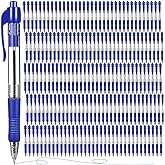 Fainne 200 Pack Retractable Ballpoint Pen 1.0 mm Medium Point Refillable Smooth Click Writing Pens With Grip for Work Journal Writing Office School Supplies(Blue Ink)