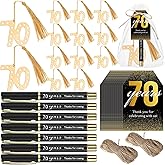 Spakon 50 Set 70th Birthday Party Favor for Guest Anniversary Party Favor Golden Birthday Bookmark Thanks for Coming Pen with Tag Appreciation Gifts for Women Men Wedding New Year