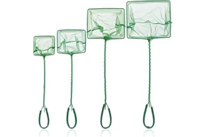 Tugaizi Aquarium Fish Net Fine Quick Catch Mesh Nylon Fishing Catch Nets with Plastic Handle - Green (3in, 4in,5in, 6in)