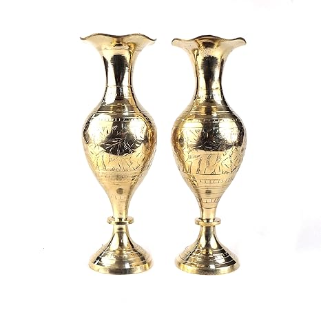 Buy Gita Pujan Bhandar Mughal Design Flower Vase Brass Antique