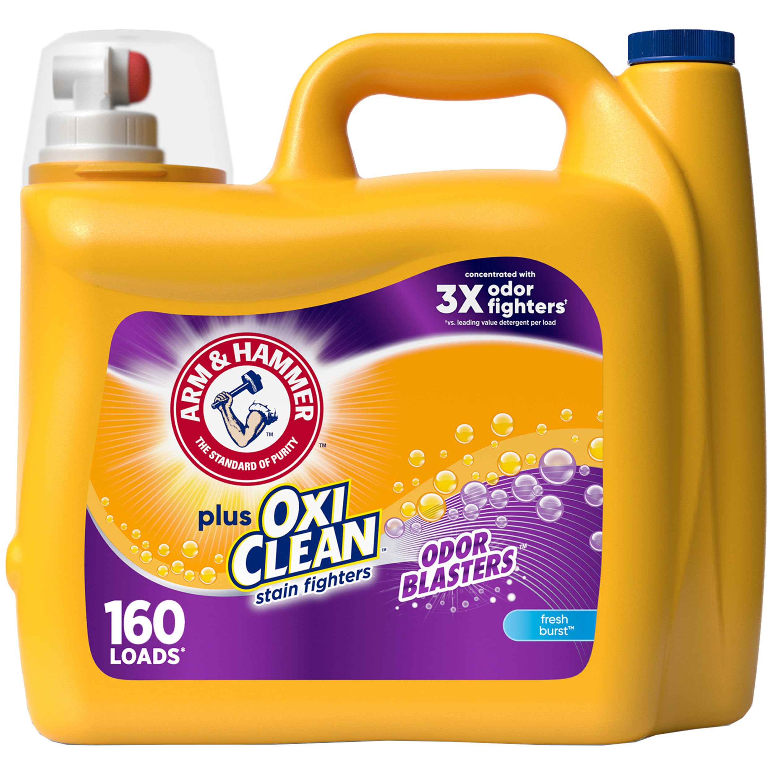 Photo 1 of **MISSING HALF**Arm & Hammer Plus OxiClean Odor Blasters Fresh Burst, 160 Loads Liquid Laundry Detergent, 208 Fl oz