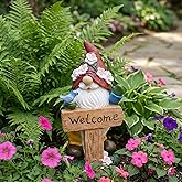 Welcome Gnome Statue with Card & Bird - Garden Gnome Figurine for Outdoors, Resin Lawn Decor - Perfect Outdoor Gnomes Decorations for Yard, Patio, Porch - Welcome Statue Gift for Garden Lovers