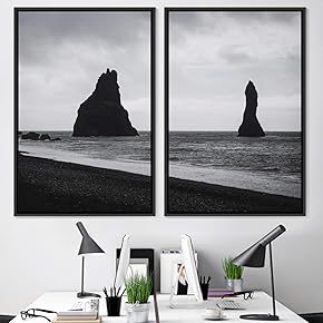 signwin 2 Piece Framed Canvas Wall Art Black...