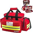 REDCUBE Emergency Bag - First Aid Bags Empty - First Responder Bag for Trauma, Professional Multiple Compartment Kit Carrier For Emergency Medical Supplies (Red)