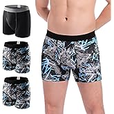 Carer Incontinence Underwear for Men Washable Mens Incontinence Boxer Briefs with Front Absorbent for Bladder Leakage 100ML 3 Pack Cotton Reusable Leak Proof Underwear for Men (2XL, 2 Pattern/Black)