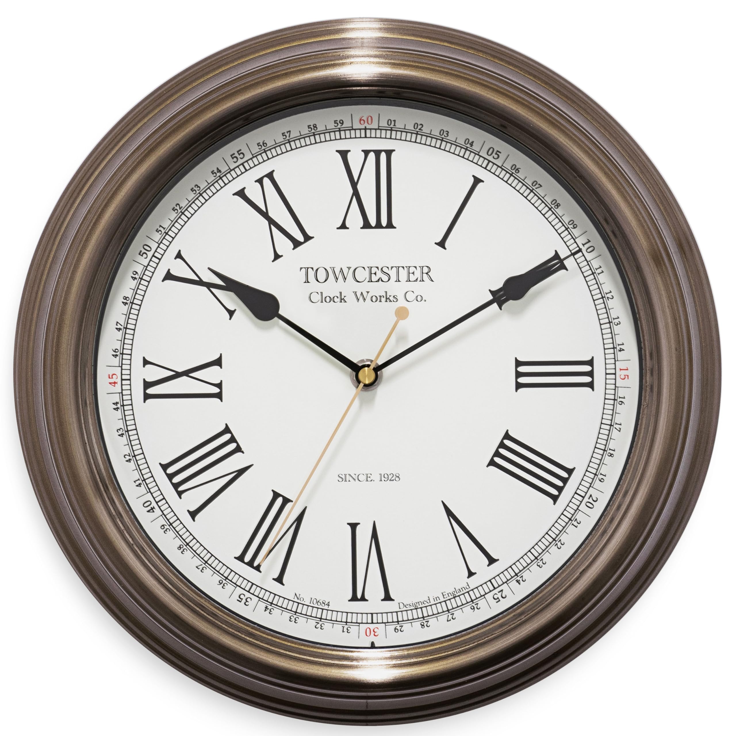 Towcester Clock Works Co. Acctim 26708 Redbourn Wall Clock, Gold, 30 cm L x 30 cm W