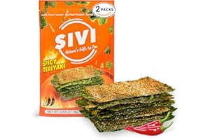 SIVI NATURE'S GIFT TO YOU SIVI Teriyaki Seasoning Seaweed Snacks - Pack of 2 - Vegan, Plant Based, High Protein & Gluten Free Seaweed Chips with Omega 3, Natural Iodine Source, Healthy Snacks For Kids & Adults, 0.63 oz