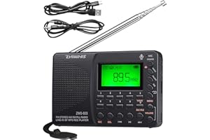 ZHIWHIS Portable Bluetooth Radio, FM AM Shortwave Radios with Sleep Timer and Preset Function, Rechargeable Digital Recorder, Stereo MP3 Player with Lyric Display, Support Micro SD Card and AUX