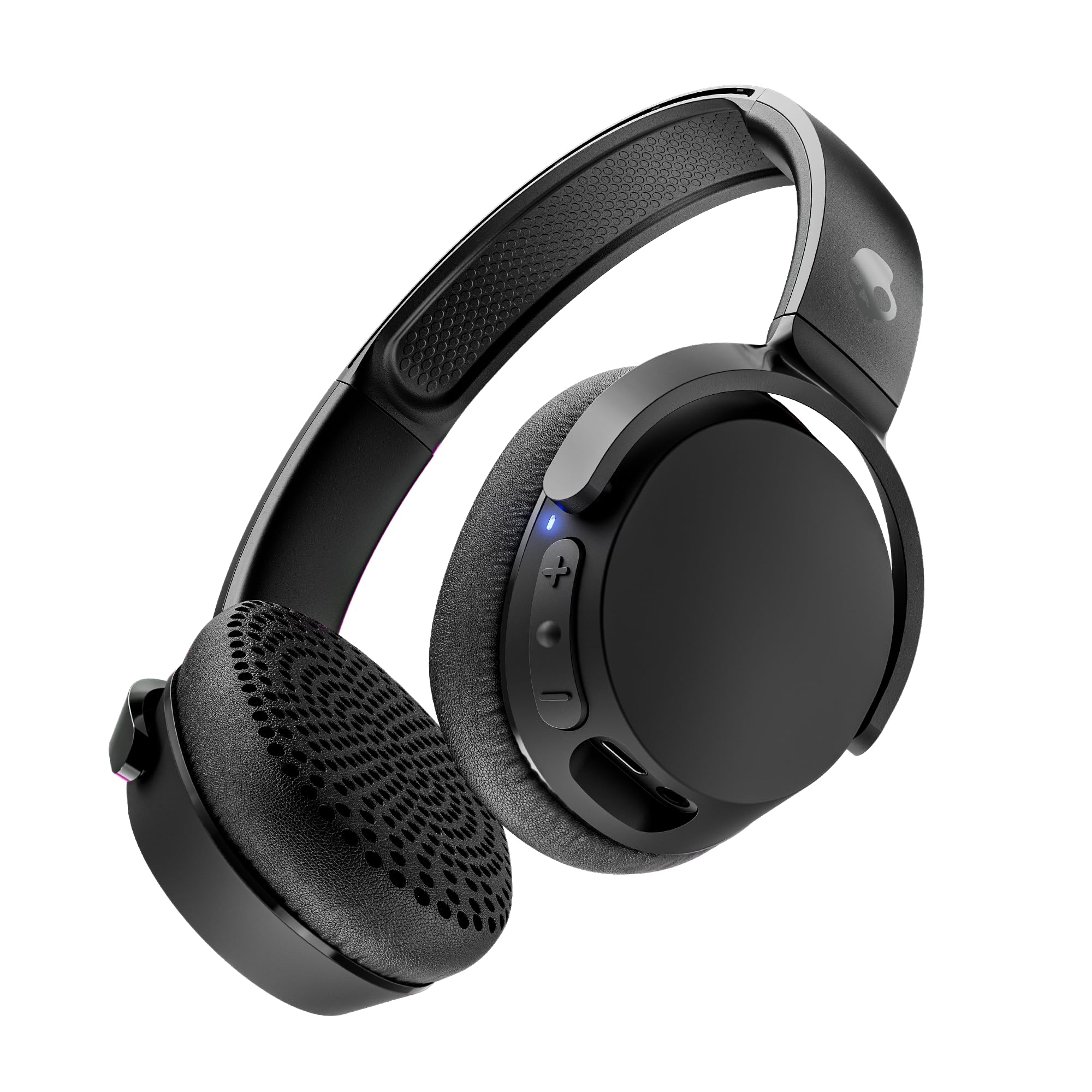 Skullcandy Riff Wireless 2 On-Ear Bluetooth Headphones, Up to 34 Hrs Battery, Foldable Lightweight Design, Convenient for Travel with Included 3.5mm AUX Cable, Microphone for iPhone Android - Black