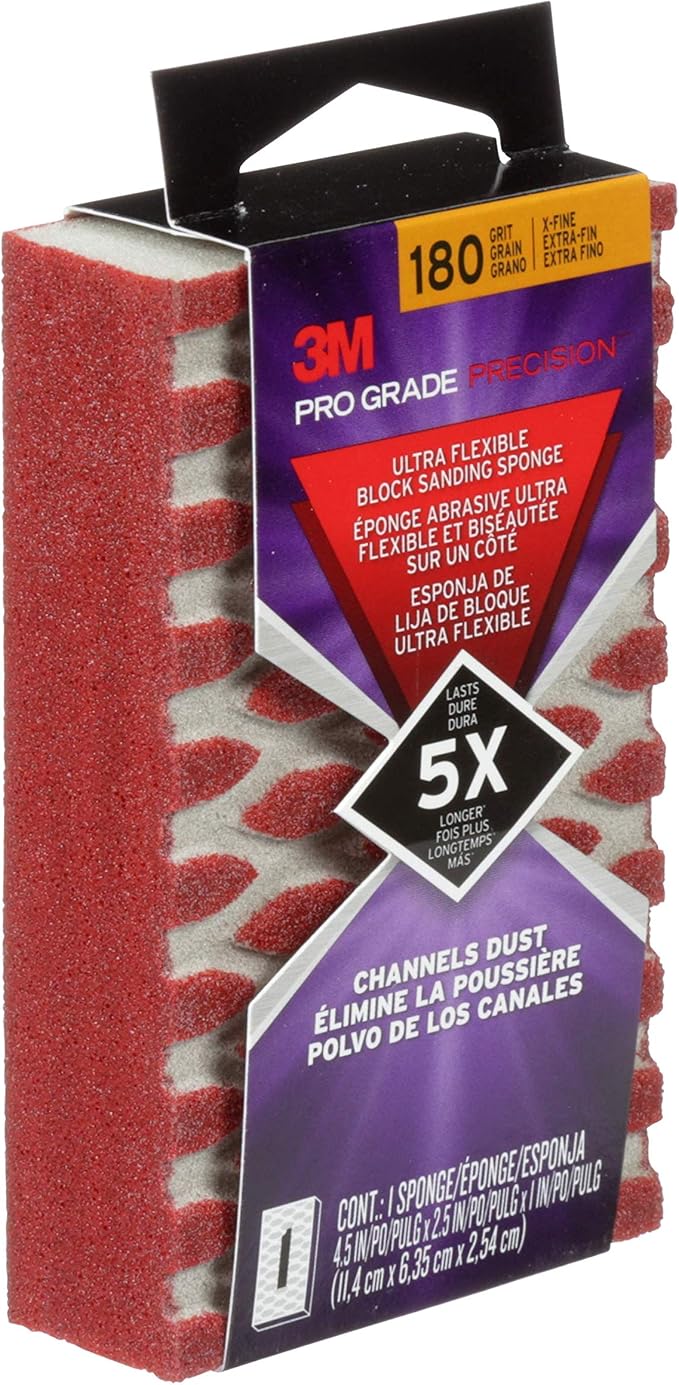 3M Pro Grade Precision Ultra Flexible Sanding Sponge 1Count 2.5Inchx4