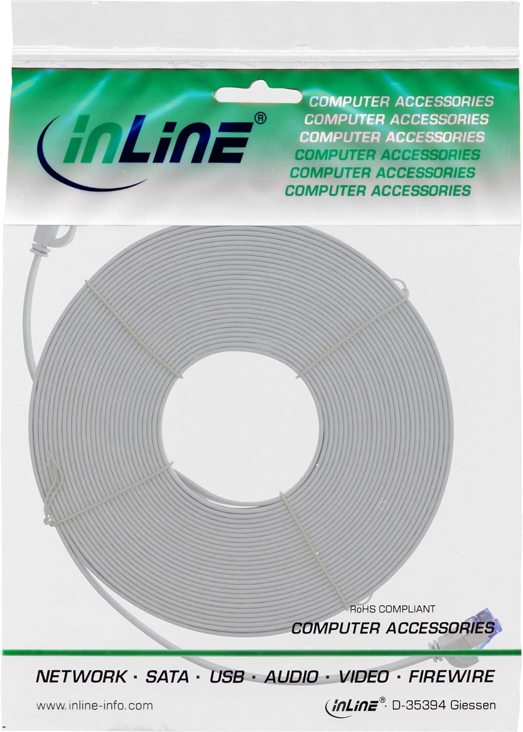 InLine® Flat Patch Cable U/FTP Cat.6A TPE Halogen- Grey 20 m - Image 3