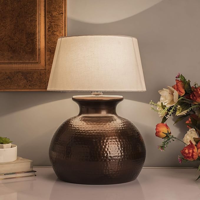 Buy Homesake® Antique Copper Hammered Pitcher Table Lamp with White