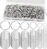 Oiiurly 120Pcs Stainless Steel Key Rings 6 Sizes for Crafts & DIY view 1