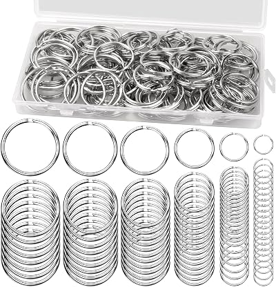 Oiiurly 120Pcs Stainless Steel Key Rings 6 Sizes for Crafts & DIY