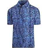 Hodaweisolp Golf Shirts for Men Dry Fit Print Moisture Wicking Performance Short Sleeve Polo Shirt