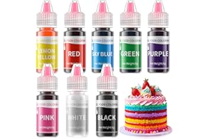 CHERRYSEA Gel Food Coloring Set - 8 Colors Concentrated Gel Based Food Color Food Grade Dye Flavorless Vibrant Edible Food Coloring for Cake Cookie Decorating Easter Egg Icing Fondant Baking Macaron - 6g/Bottle