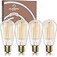 Hudson Vintage Incandescent 60W Edison Light Bulbs (4 Pack) - Clear Glass 2100K Dimmable Warm 60W Lightbulbs - E26/E27 Base -