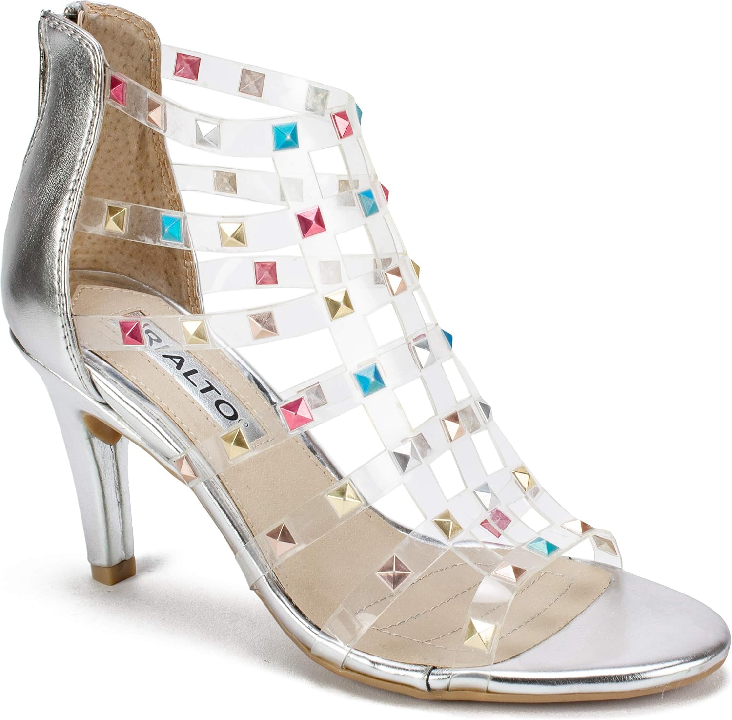 RIALTO Shoes Renae Women's Heel, Silver/MET/Smooth, 8H M Heeled Sandals