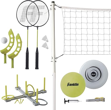 Franklin Sports 50804 Fun 5 Combo Set — Badminton, Volleyball with Pump, Ring Toss, Flip Toss, and Flying Disc — Carrying Bag Included, Pole Sets - Amazon Canada