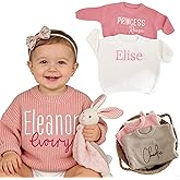 Personalized Baby Sweater with Name,Custom Hand-Embroidered Newborn Knit Sweater for Girls & Boys,Chunky Oversized Kids Sweater Multi,Gifts for Birthday,Baby Shower,Christmas