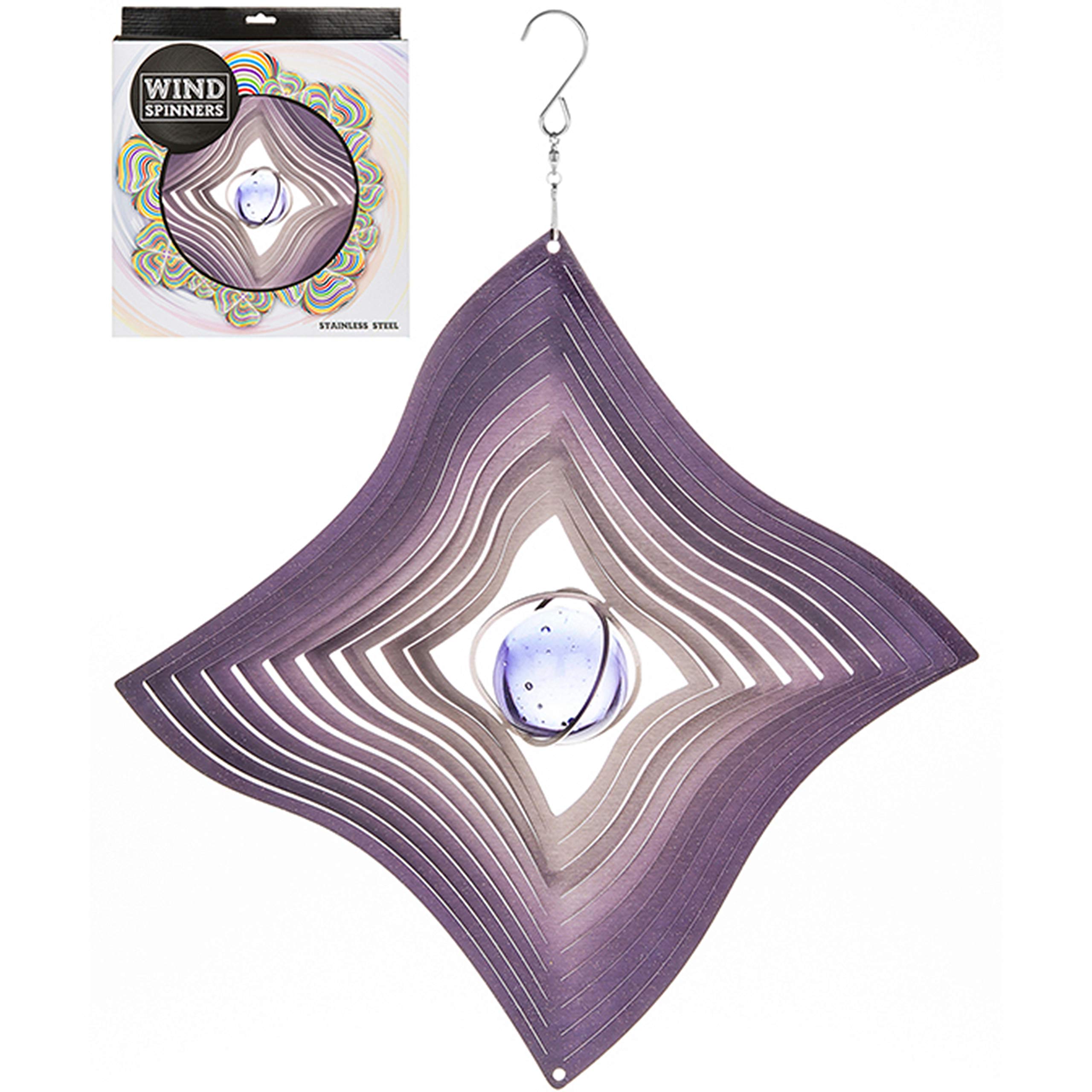 Large 12" Stainless Steel Wind Spinner Sun Catcher with centre Glass Ball "ORBIT SALVO"