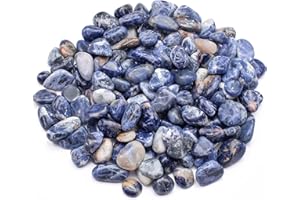ZAICUS 1lb Blue Vein Stone Tumbled Stones and Crystals Bulk Irregular Shape for Vase Filler, Lucky Stones, Jewelry Making, Fountain Rocks, Decorations, Polishing, Gem Mining, Rock Collection