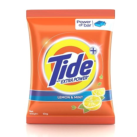 Tide Plus Detergent Washing Powder with Extra Power Lemon and Mint Pack-1 kg (Rupees 10 off)