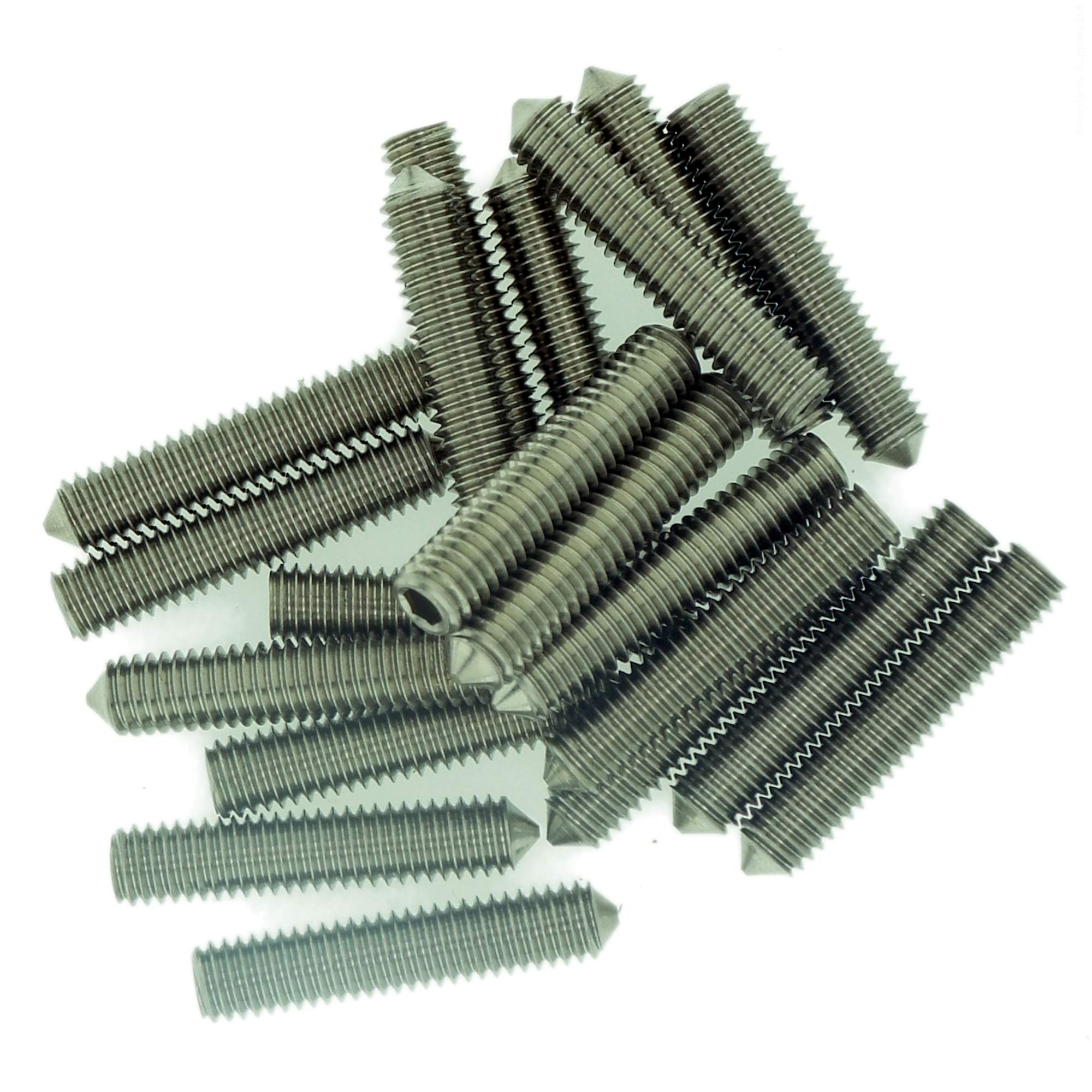 M6 (6mm x 40mm) Hex Socket Grub Screw (Cone Point) - Stainless Steel (A2) (Pack of 10)