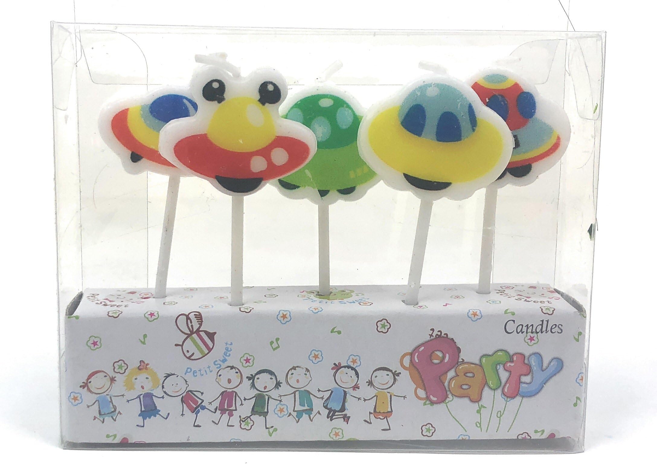 AEX 5pcs UFO Spaceship Mini Figure Birthday Cake Candles