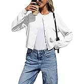 ELLEVEN Women's Cropped Cardigan Sweaters, Light Weight Knit Sweater Cute Short Button up Cardigans Trendy Fashion Clothing