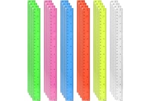 24pcs Clear Plastic Rulers 30cm Coloured Rulers Set with Inch and Metric Shatter Resistant Ruler Colourful Transparent Ruler 