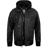 UrbanFocal Hooded Leather Jacket Men - Casual Real Lambskin Outerwear Mens Leather Jackets With Detachable Hood
