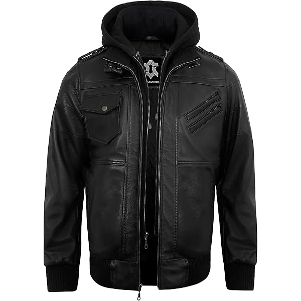 ジャケット・アウター leather hoodie jacket fireman Vintage European Leather Fireman's Jacket, Short Length