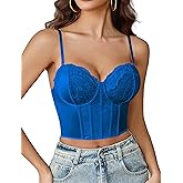 Avidlove Bustier Tops for Women V Neck Lace Bralettes with Underwired Sexy Corset Concert Crop Top