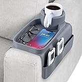 ChimimeDecor Couch Cup Holder Tray with Dual Side Pockets, Silicone Sofa Cup Holder,Phone,Control,Cups,Flexible and Foldable,