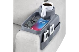 ChimimeDecor Couch Cup Holder Tray with Dual Side Pockets, Silicone Sofa Cup Holder,Phone,Control,Cups,Flexible and Foldable,