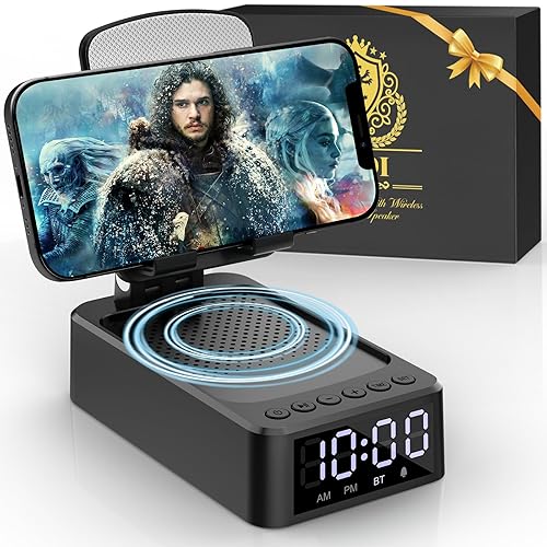 ZOOI Gifts for Men, Stocking Fillers for Men Gifts for Dad Gifts for Him, Stocking Stuffers Gadgets for Men, Secret Santa Gifts for Men Who Have Everything, Bluetooth Speaker with Clock & Phone Stand