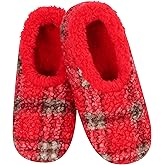 Snoozies Plaid Mens Slippers with Comfy Sherpa Lining, House Slippers for Men, Non-Skid Soft Sole House Shoes, Gifts for Him