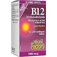 Natural Factors B12 Methylcobalamin 1000 mcg BONUS SIZE, 210 Tablets