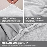 Teynewer Sofa Seat Cushion Cover Velvet Stretch Non-Slip 2 Seater Light Grey view 3