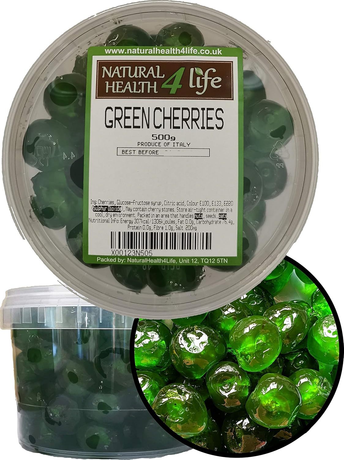 Whole Green Coloured Glace Cherries 500g In Clear Resealable Plactic Tub Amazon Co Uk Grocery